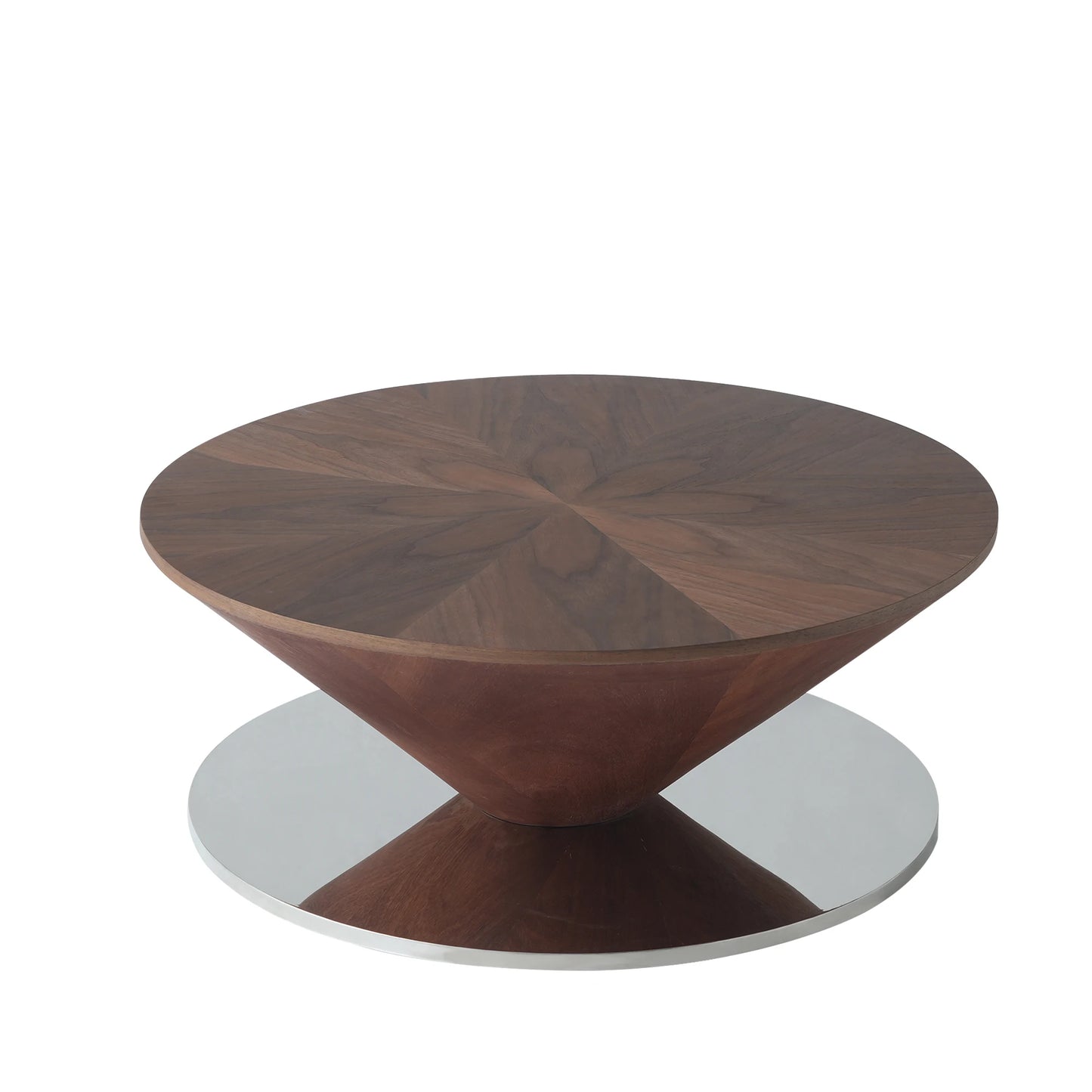 ATUNUS USA in Stock Drop Shipping Metal Base Stainless Steel Modern Wood Top Side Oval Center Tea Coffee Table