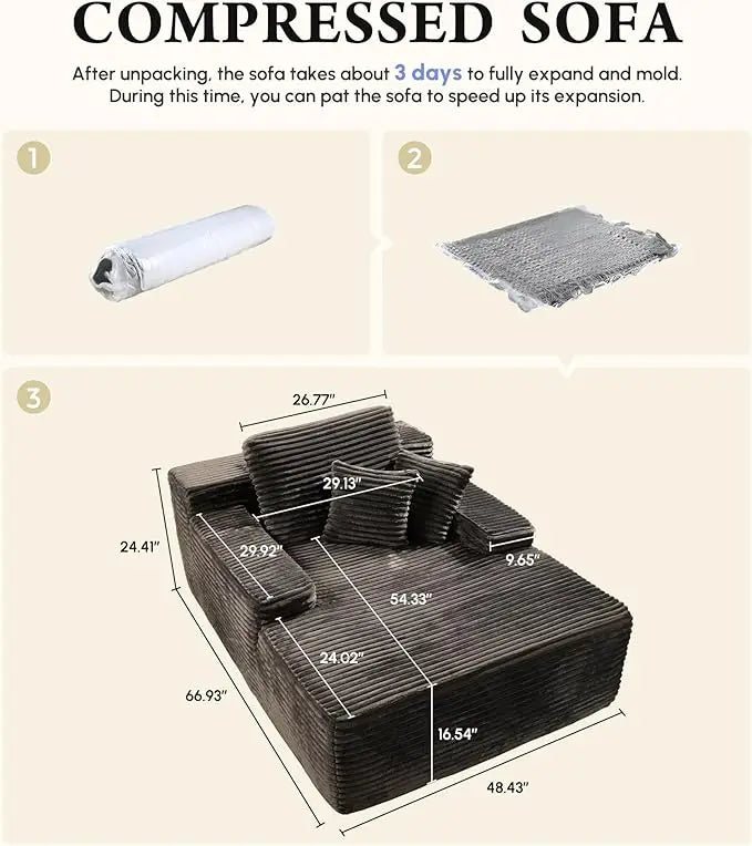 lazy floor sofa Vacuum Compression One-piece Formed High-density Full Sponge Sofa for Living Room