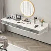 Hanging Wall-mounted Floating Bedroom Makeup Dressing Table Modern Simple Design Panel Rounded Corners Round Mirror Bedside Desk