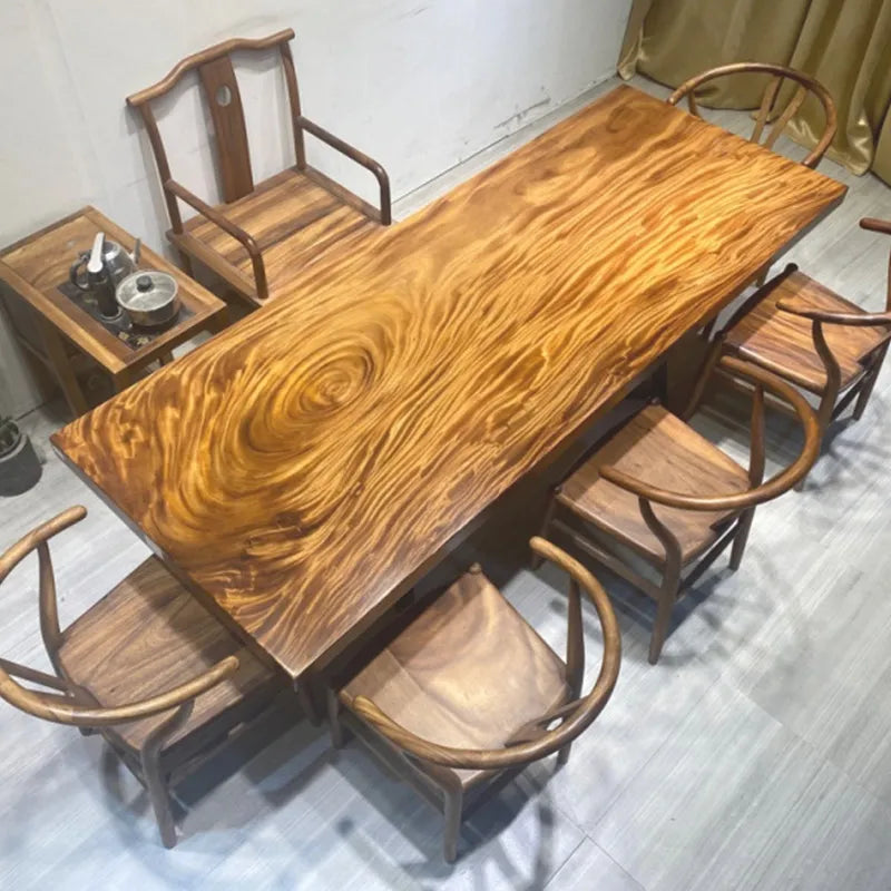 Solid Wood Large Board Walnut Wood Whole Piece Office Desk Tea Table Set New Chinese Style Minimalist Modern Executive Desk