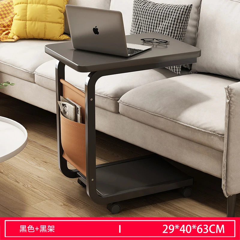 Metal Wooden Wood Modern Mobile Coffee Tables Mini Corner Small square Sofa Side Table Computer Bedside for Living Room