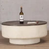 Japanese Wabi-Sabi Antique Luxury Coastal Design Coffee Table Living Room Solid Wood Stone Top Customizable Color Furniture 3