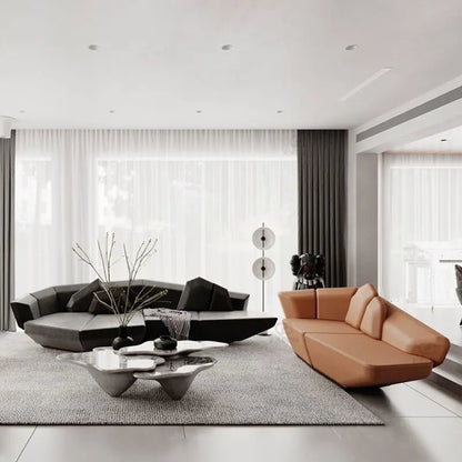 Italian Light Luxury Leather Sofa Curved Corner Combination Sofa Villa Living Room Designer Furniture
