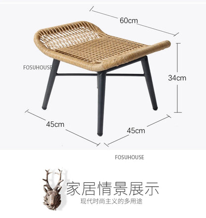 Rattan Chair Three Piece Set Balcony Table Combination Outdoor Furniture Armrest Single Rattan Sofa Recliner Patio Outdoor Chair
