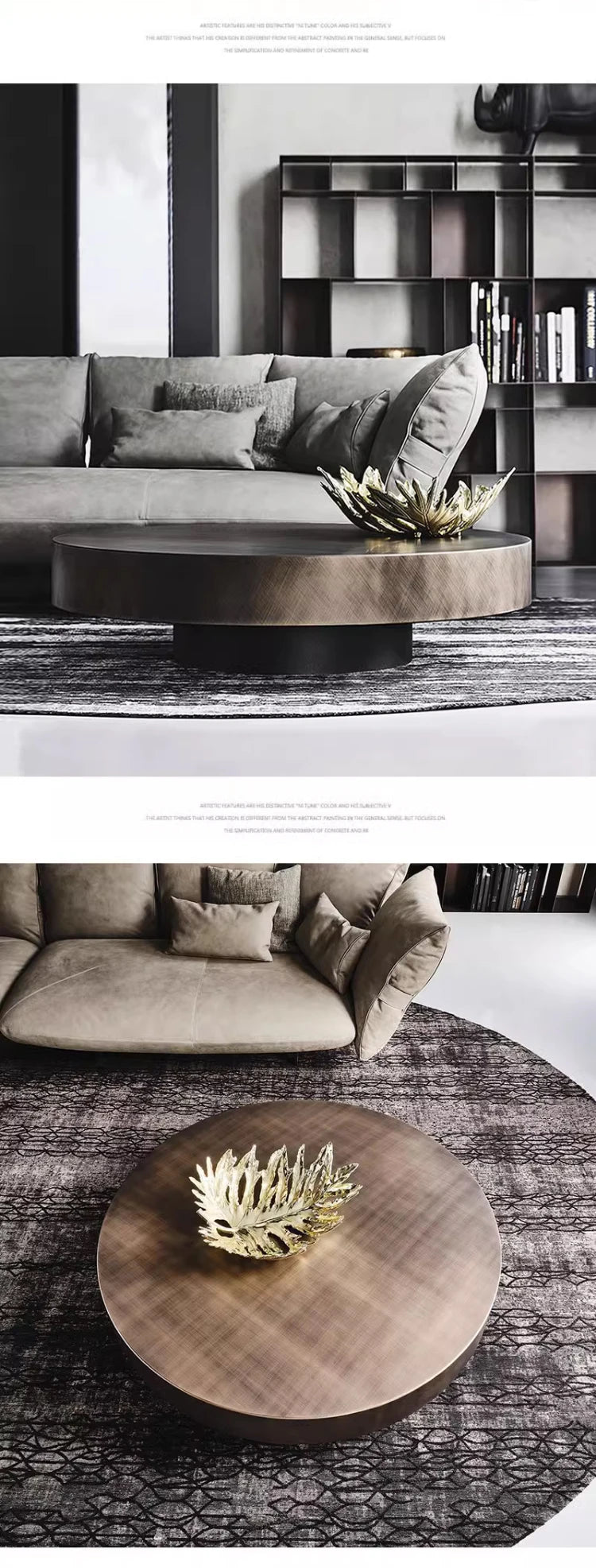 Luxury Modern Round Coffee Table Sets Hotel Center Tables Frame Combination Coffee Table Living Room Metal With Glass 1 Piece