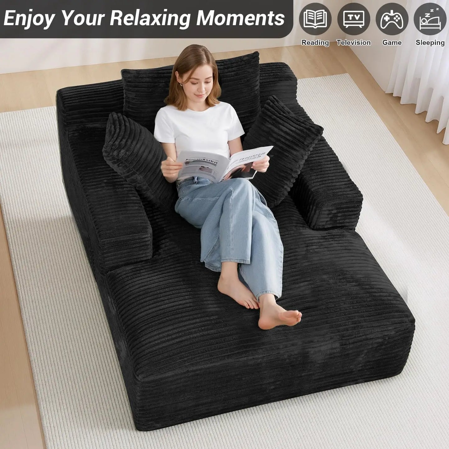High Density Corduroy Fabric Modern One Seat Modular Armless Sectional Sofa Square Shape Sponge Vacuum Compression Sofa Bed