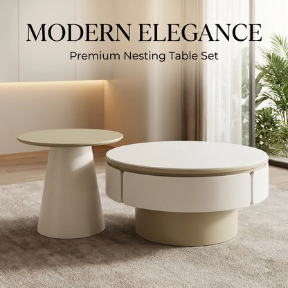 Modern Two-piece Design, Coffee Table, Wooden Board, Glossy Paint, Easy to Clean, Durable, Household Living Room Furniture