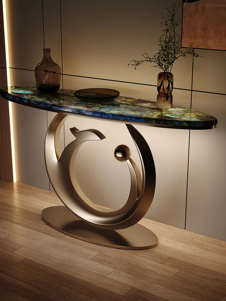 Modern Luxury Marble Slab Entrance Table Living Room Facing Door Wall End Scenic Platform Corridor Storage Rack Eco-friendly