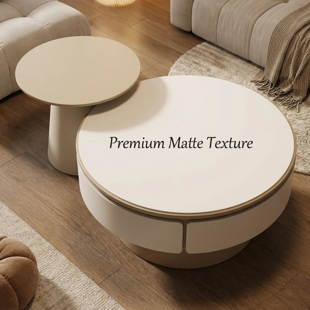 Modern Two-piece Design, Coffee Table, Wooden Board, Glossy Paint, Easy to Clean, Durable, Household Living Room Furniture