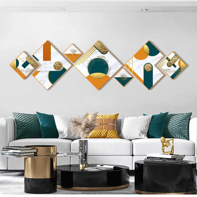 270X73cm Aluminum Alloy Frame Glass Gallery Hanging Paintings Living Room TV Sofa Background Crystal Wall Decor Dropshipping DDP