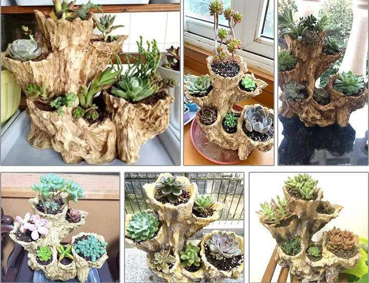 American Broken Root Shape Succulent Resin Flower Pot Outdoor Balcony Furnishing Crafts Garden Villa Vase Ornaments Decoration