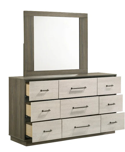 Modern 5-Piece Full Bedroom Set with Convertible & Adjustable Bed Wood in Beige & Brown Home Bedroom Furniture