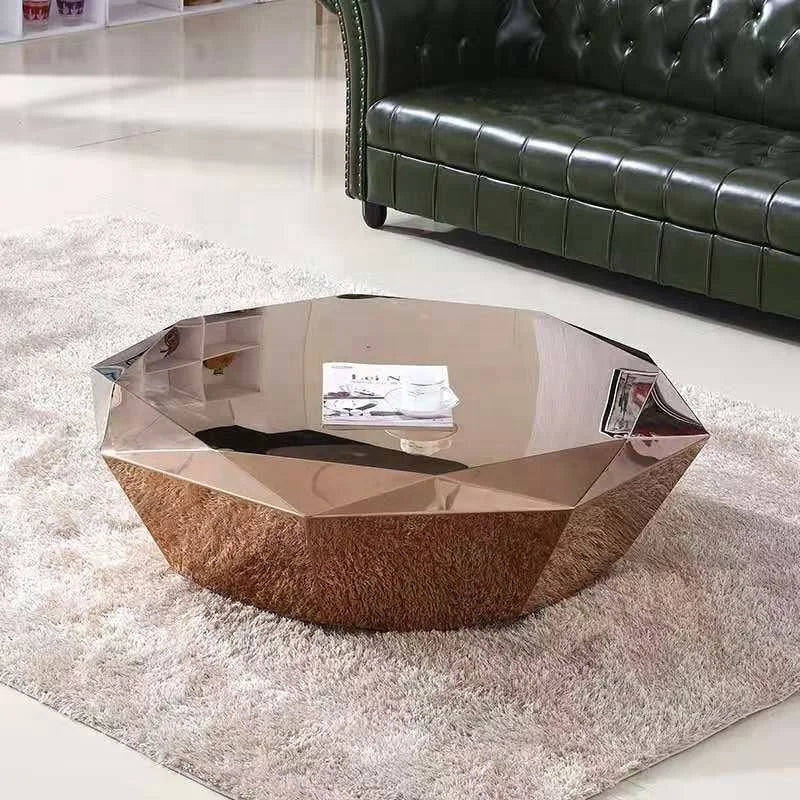 Luxury Design Diamond Shape Coffee Table Modern Rose Gold Stainless Steel Center Table Living Room Villa House Sofa Center Table