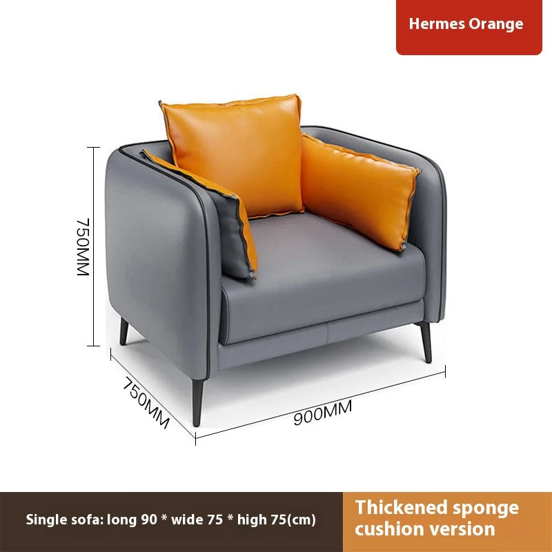 High Quality Modern Genuine Leather 3 Pieces Selection European Simple Style Office Sofa