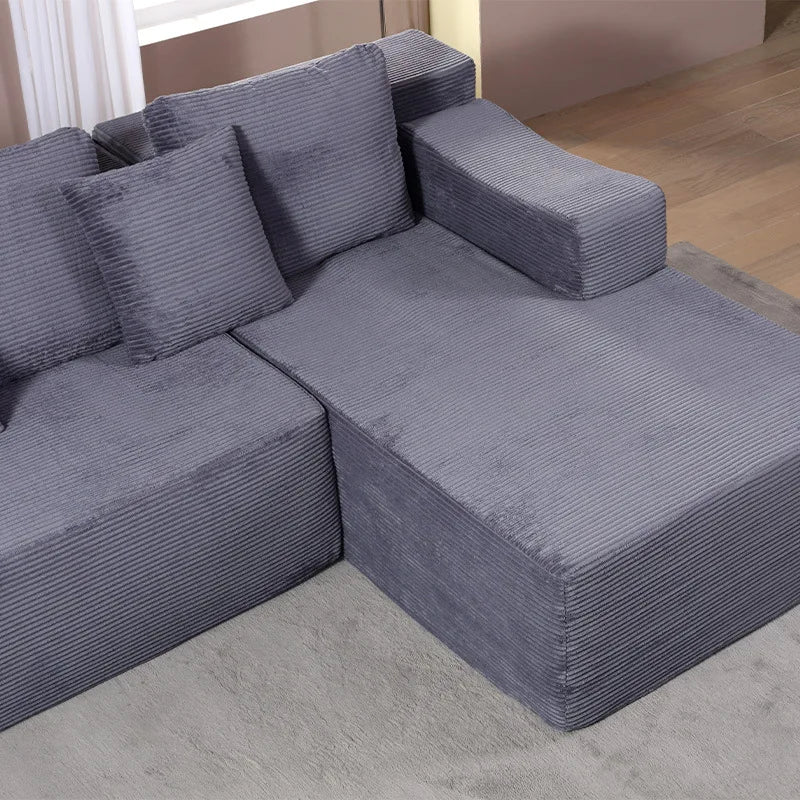 Modern Minimalist Lazy Sofa with Compressible Italian High-density Foam Compact Modular Living Room Sofa Set for Small Spaces