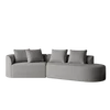 Modern Chenille Sectional Sofa Wood Legs Extra Deep Wide Seats Curved Cloud Design 4 Pillows Free Combination for Living Room