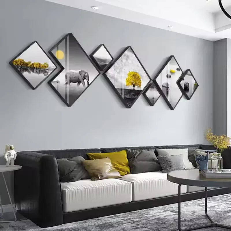 270X73cm Aluminum Alloy Frame Glass Gallery Hanging Paintings Living Room TV Sofa Background Crystal Wall Decor Dropshipping DDP