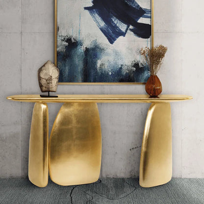 Luxury Modern Gold Console Table for Entrance Hallway Living Room & Villa Corner Irregular Oval Portal Console Furniture