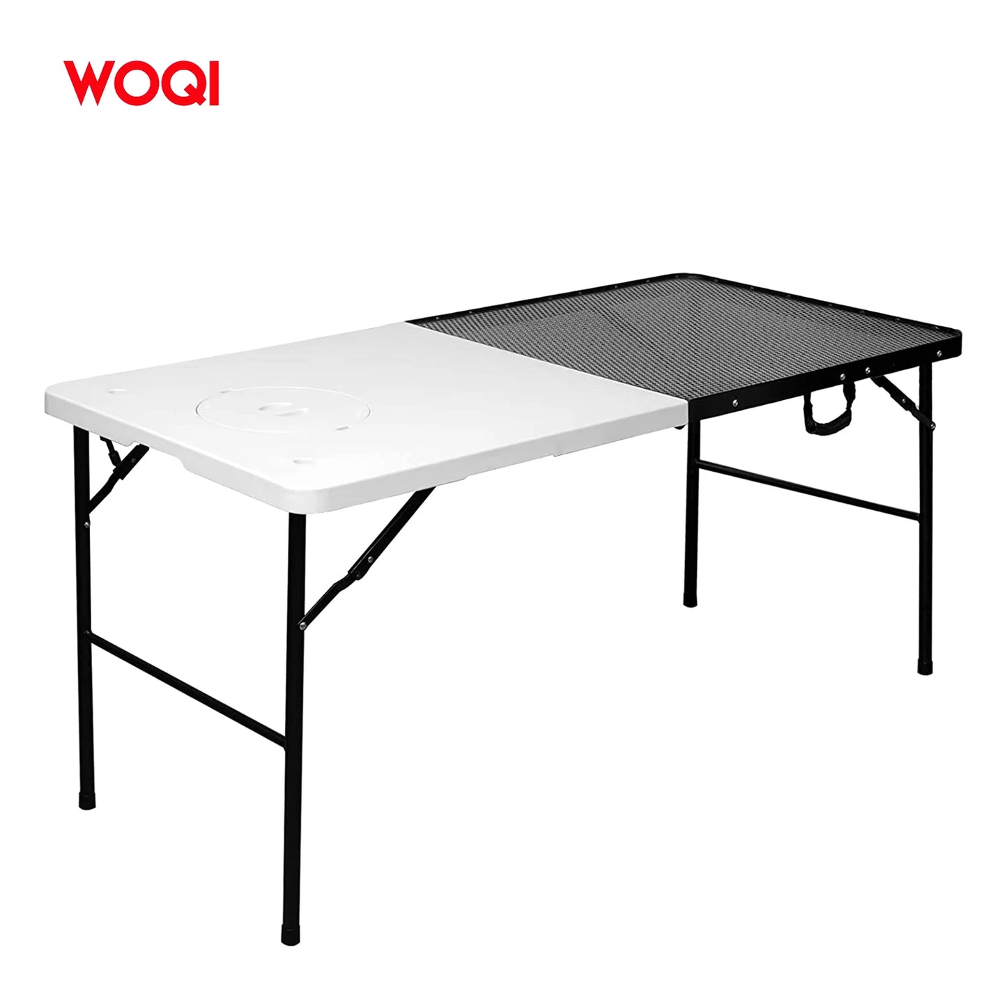WOQI Folding Portable Grill Table for Camping Easy to Assemble with Adjustable Height Legs Multifunctional