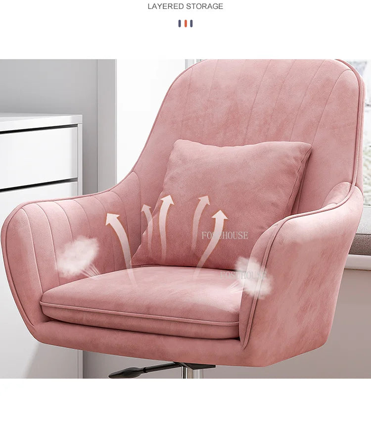 Ergonomic Nordic Office Chair Modern Design with Armrest Soft Cushion Lift Swivel Backrest Computer Chair for Home Conference