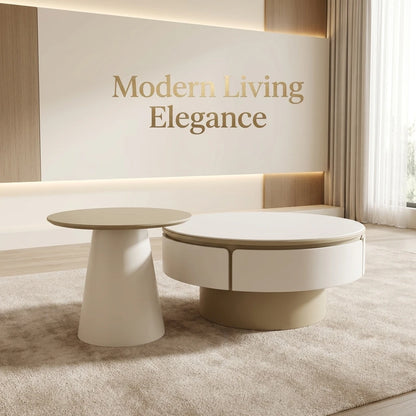 Modern Two-piece Design, Coffee Table, Wooden Board, Glossy Paint, Easy to Clean, Durable, Household Living Room Furniture