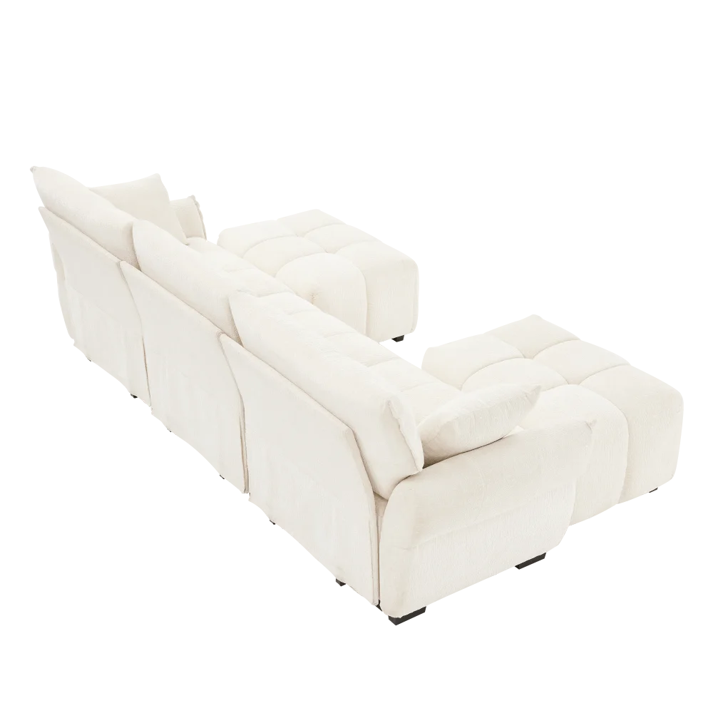Cream-style Cotton Candy Sofa Set Living Room Furniture Modern Sofa Minimalism Soft Cloud White Lambs Wool Fabric Sofa for Home