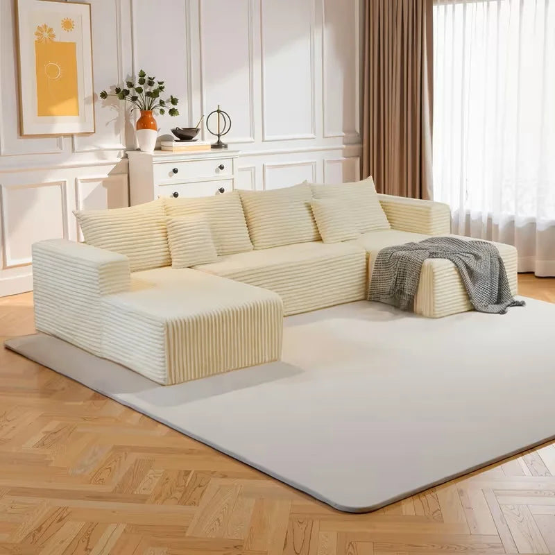 Factory Wholesale Modular U-Shape Cloud Sofa with Reversible Chaise, Vacuum Compressed & Boneless