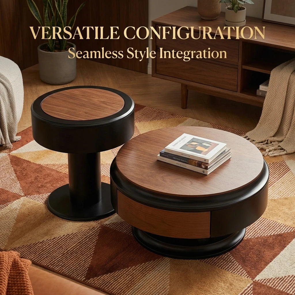 Modern Two-piece Design, Coffee Table, Wooden Board, Glossy Paint, Easy to Clean, Durable, Household Living Room Furniture