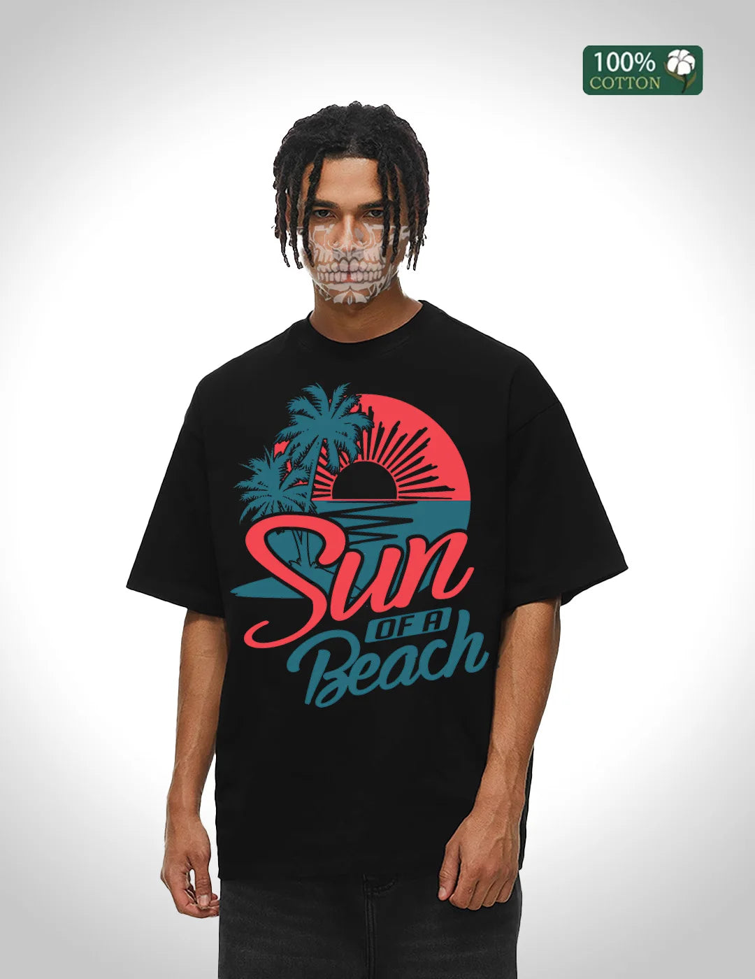 2025 Trendy Oversized Cotton Tshirt For Men 5 Color Options Breathable Round Neck US Stock