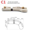 Nordic Style Convertible Upholstered Fabric Sectional Sofa with Curved Arms for Hotel Living Room Apartment