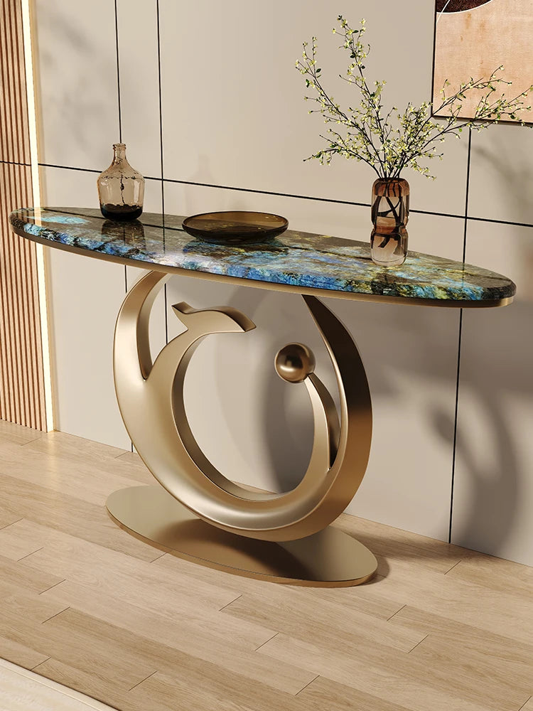 Modern Luxury Marble Slab Entrance Table Living Room Facing Door Wall End Scenic Platform Corridor Storage Rack Eco-friendly