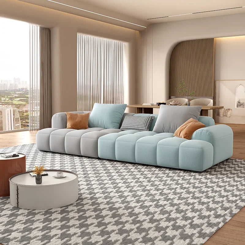 Nordic Modern Simple Size Living Room square Cream Frosted Velvet Sofa Sectional