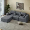 Modular Sectional Sofa Set Convertible L-Shaped Sofa Bed with Sponge Filled Cushions for Apartment & Mall Use Modern Design