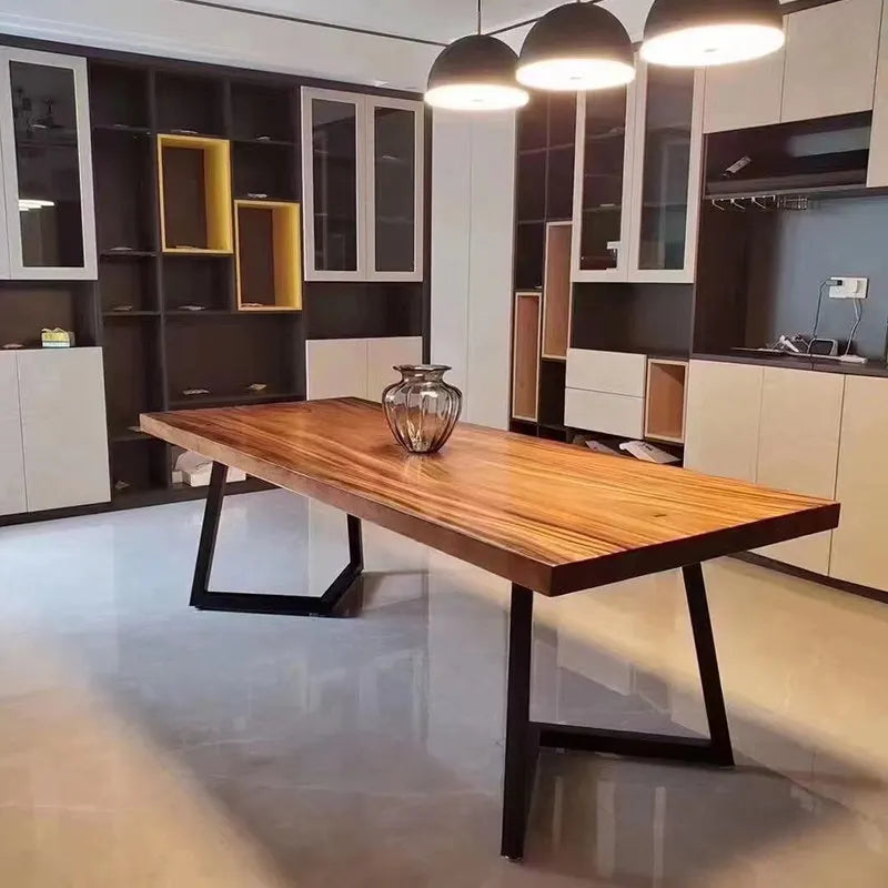 Solid Wood Large Board Walnut Wood Whole Piece Office Desk Tea Table Set New Chinese Style Minimalist Modern Executive Desk