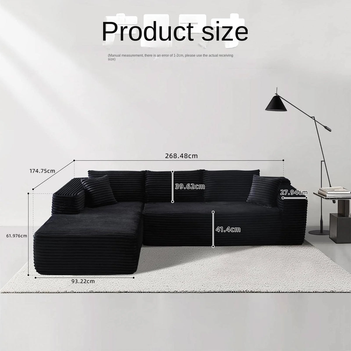 Modular Sectional Sofa Set Modern Design Corduroy Upholstery Compressed Sponge Filling Durable Living Room Furniture for Hotels