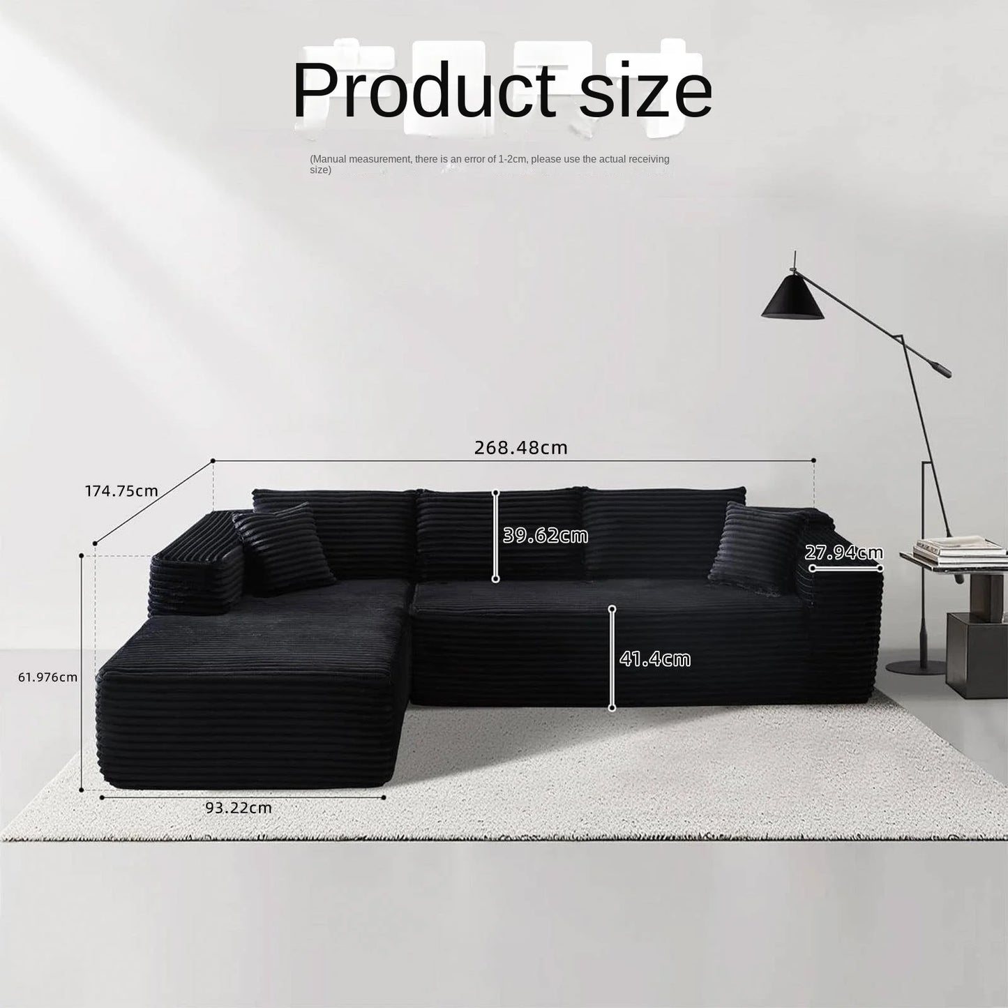 Modular Sectional Sofa Set Modern Design Corduroy Upholstery Compressed Sponge Filling Durable Living Room Furniture for Hotels