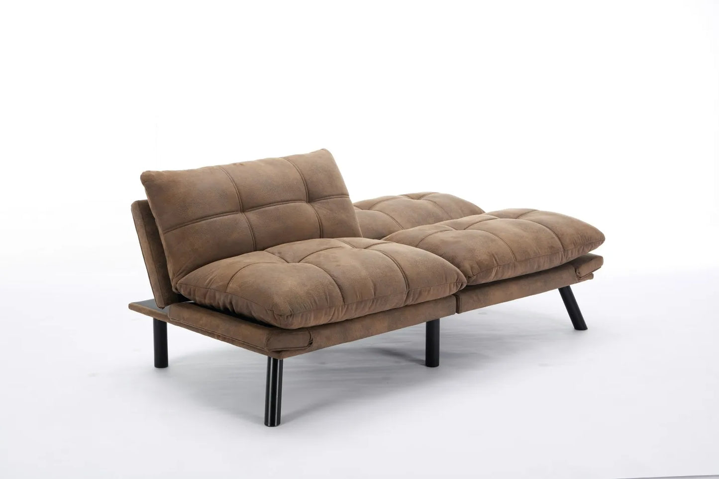 Convertible Folding Sofa Bed 2-Seater Modern Upholstered Sleeper Adjustable Armrests Backrest Modular Space-Saving Twin