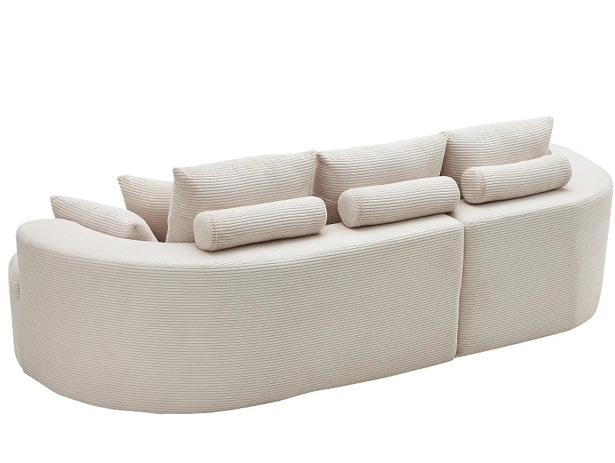 106 In. 2-Piece Modern Reclining Fabric Cloud Curved Sectional Sofa  with Chaise for Villa Living Room Bedroom Apartment-Gray