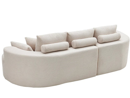 106 In. 2-Piece Modern Reclining Fabric Cloud Curved Sectional Sofa  with Chaise for Villa Living Room Bedroom Apartment-Gray