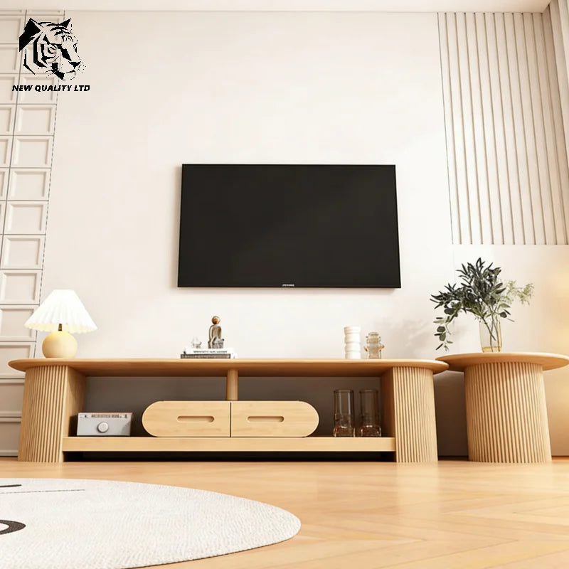 Customized Stock Modern European Eco-Friendly Wood TV Stand Cabinet Storage Ready Ship Home Furniture for Living Room Bedroom