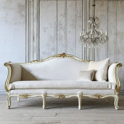 French Style Living Room High-end Fashion Carved Antique Three-person Sofa Custom Furniture