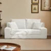 Modern Modular Loveseat Sofa Bed Convertible 2-in-1 Square Upholstered Durable Corduroy Fabric High-Density Foam Apartment Villa