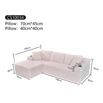Unisofa Luxury Nordic Corner L Shaped Sectional Bedroom Living Room Use Frameless Compressed Spring Boneless Sofa