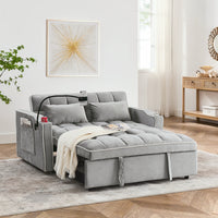 55.51 Inch Versatile Foldable Sofa Bed in 3 Lengths, Modern Sofa Sofa Sofa Velvet Pull-out Bed, Adjustable Back