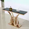 Contemporary Luxury Stainless Steel Console Table Titanium Gold Rose Gold Customized Modern Design for Hotel Entrance Furniture