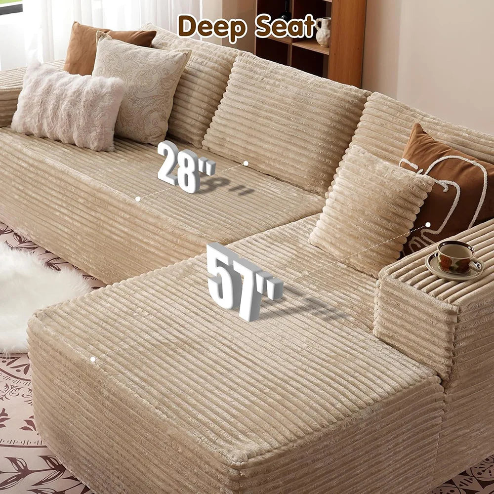 Modern Vacuum Compressed Sofa Plush Corduroy Sectional Sofa Living Room Bedroom Recliner Lazy Sofa Bed