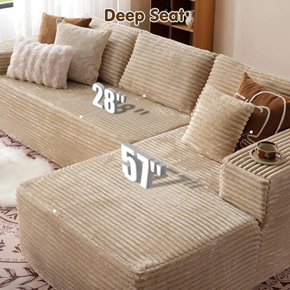 Modern Vacuum Compressed Sofa Plush Corduroy Sectional Sofa Living Room Bedroom Recliner Lazy Sofa Bed