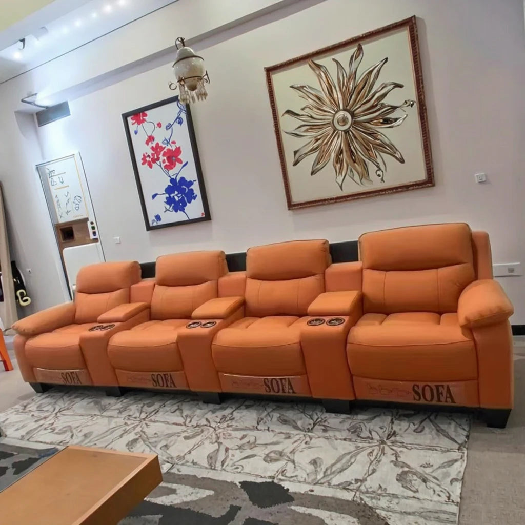 Lurxuy Multi-Function Electric 3 2 1 Sofa Set Modern Home Theater Leather Sofa Smart Living Room Sofa Furniture Set