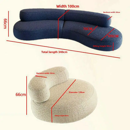 Moon Shape Comfortable Fabric Sectional Sofa Vacuum Compress Interior Design Living Room Furniture for Home Apartment Villa