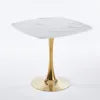 Square Dining Table Marble Top Golden Metal Frame Modern Design Home Furniture 2-4 Persons Small  Apartment